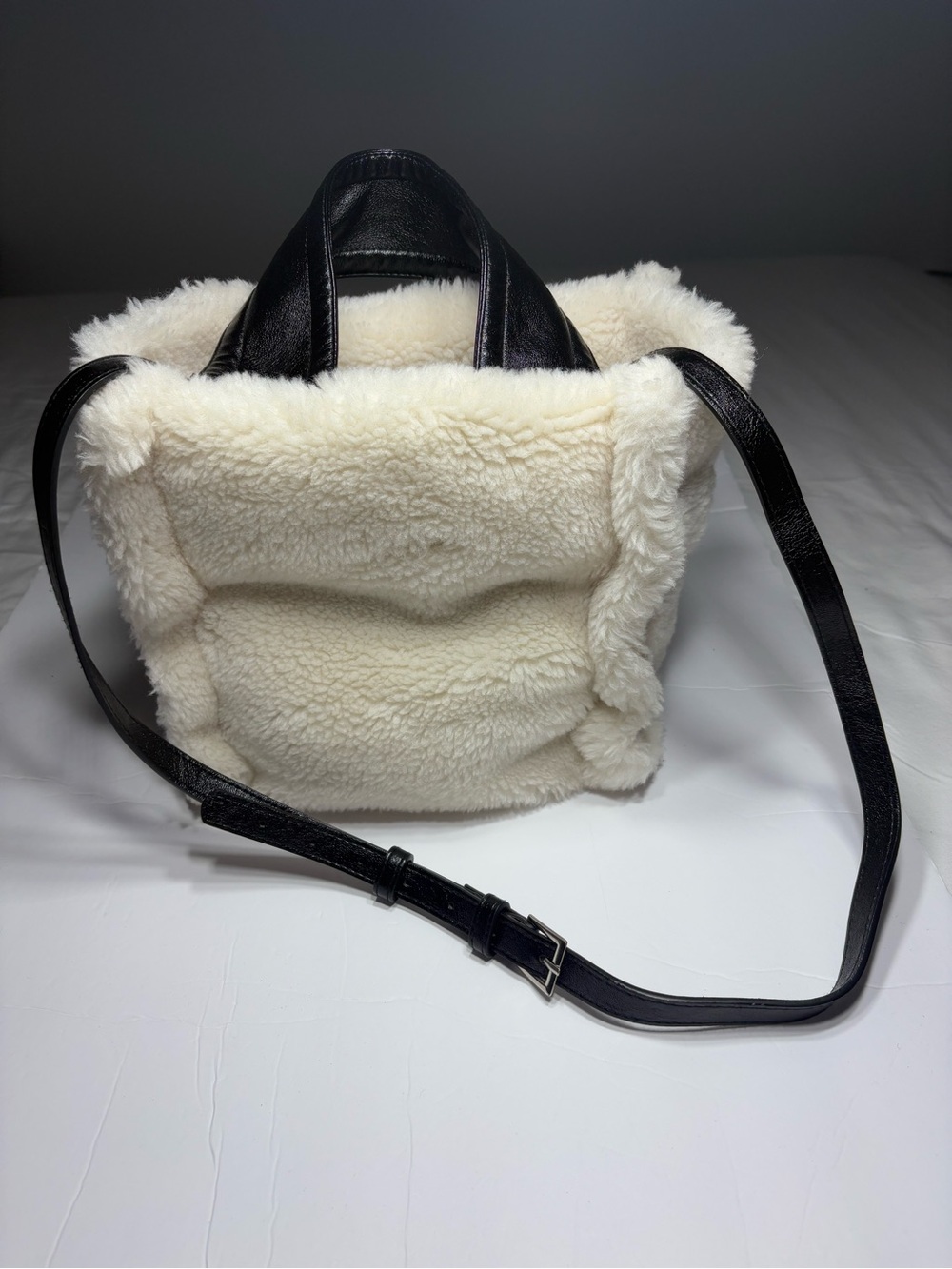 Stand Studio Cream Tote Bag with Black Leather Straps